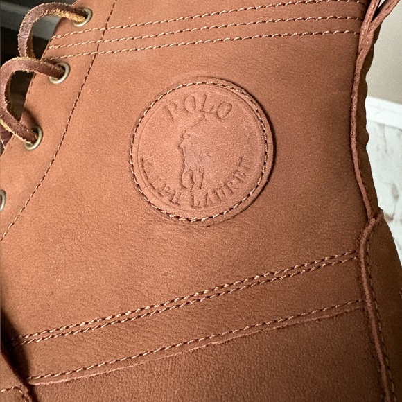 POLO Ralph Lauren Ranger boots brown tan leather lace up buckle men’s sz 8.5 EUC - Picture 8 of 11